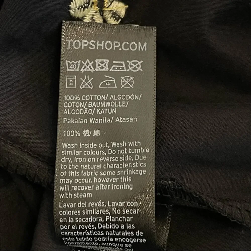 Topshop Black Off The Shoulder Embroidered Floral Top Size 8 - Picture 8 of 10
